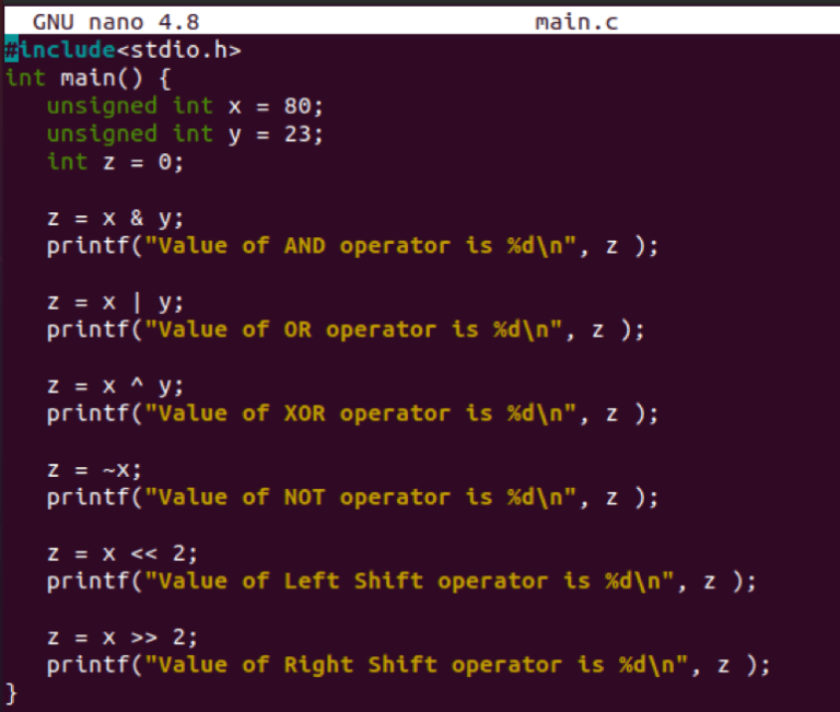 c bitwise assignment operators