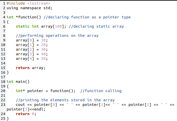 Return Array From Function C++
