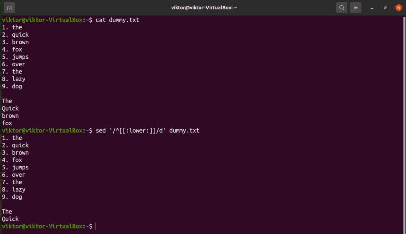 Sed Command to Delete a Line