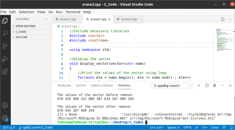 Vector Erase() Function in C++