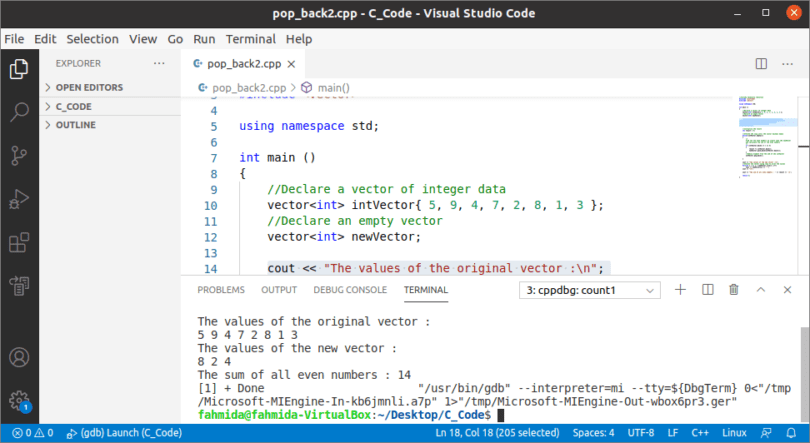 Use of Vector Pop_Back() Function in C++