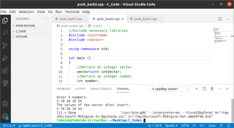 Vector Push_Back() Function in C++