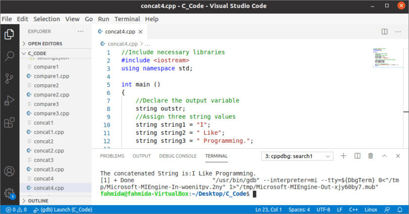 String Concatenation in C++