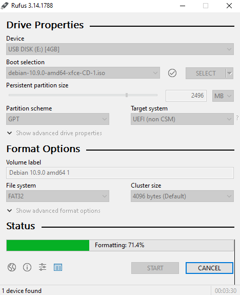 rufus create bootable usb persistence