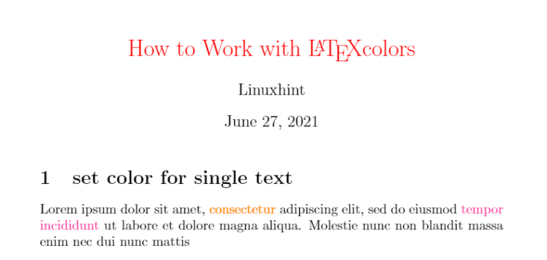 How to Change Text Colors in LaTeX