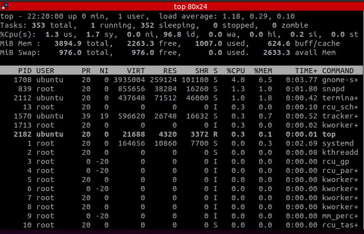 linux processer by cpu usage