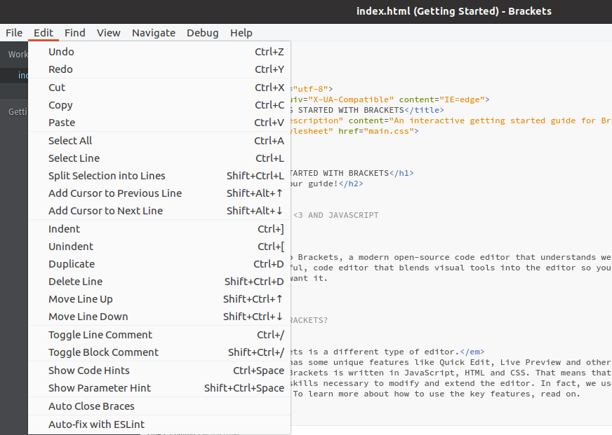 brackets text editor indentation