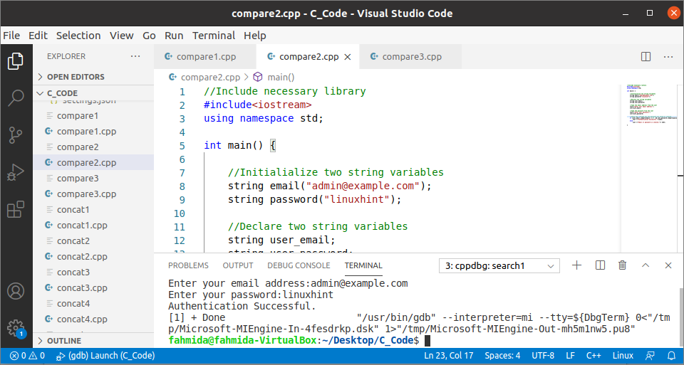 How to compare string in C++