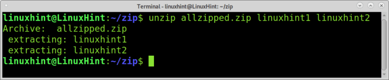 Linux unzip несколько файлов