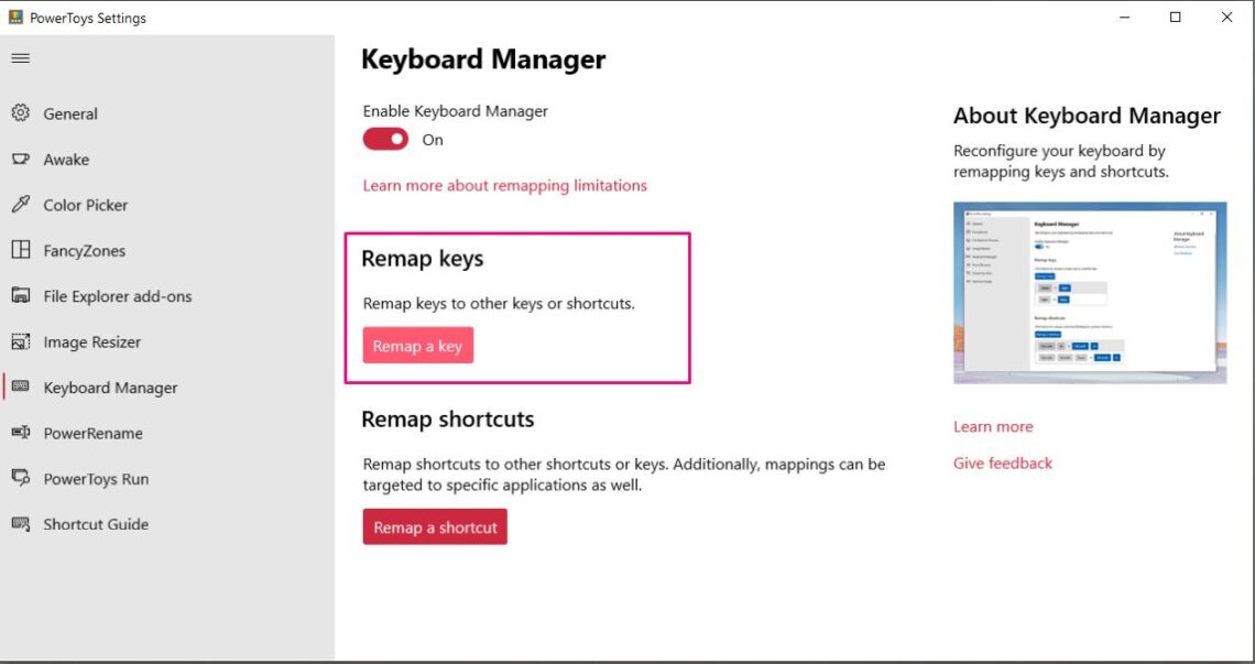 windows 10 remap keys specific keyboard
