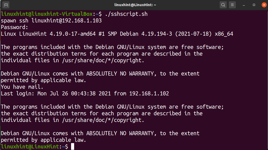 ssh copy script and execute