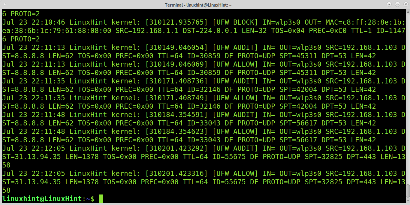 UFW log. Linux log Levels. Ufw allow