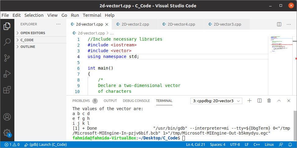 2-Dimensional Vector in C++