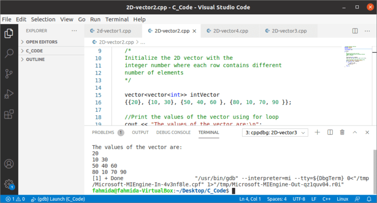 2-Dimensional Vector in C++