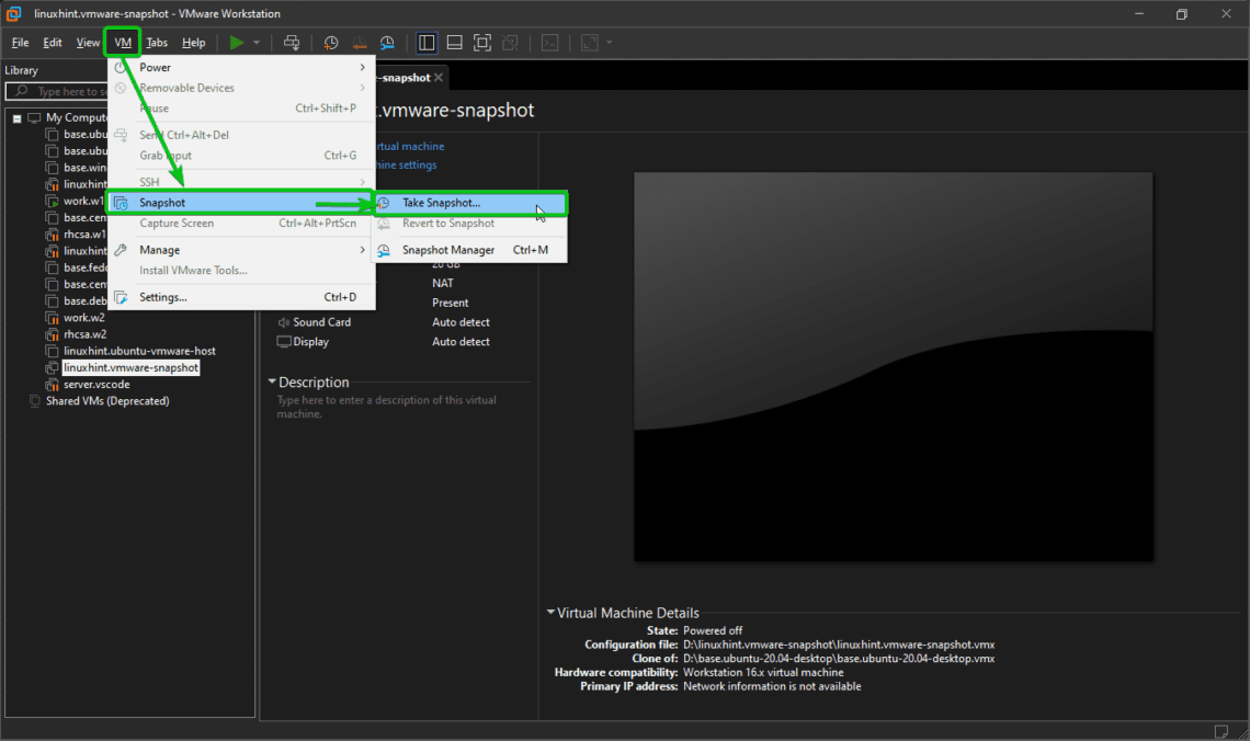 How to Take Snapshots of Virtual Machines in VMware Workstation Pro 16