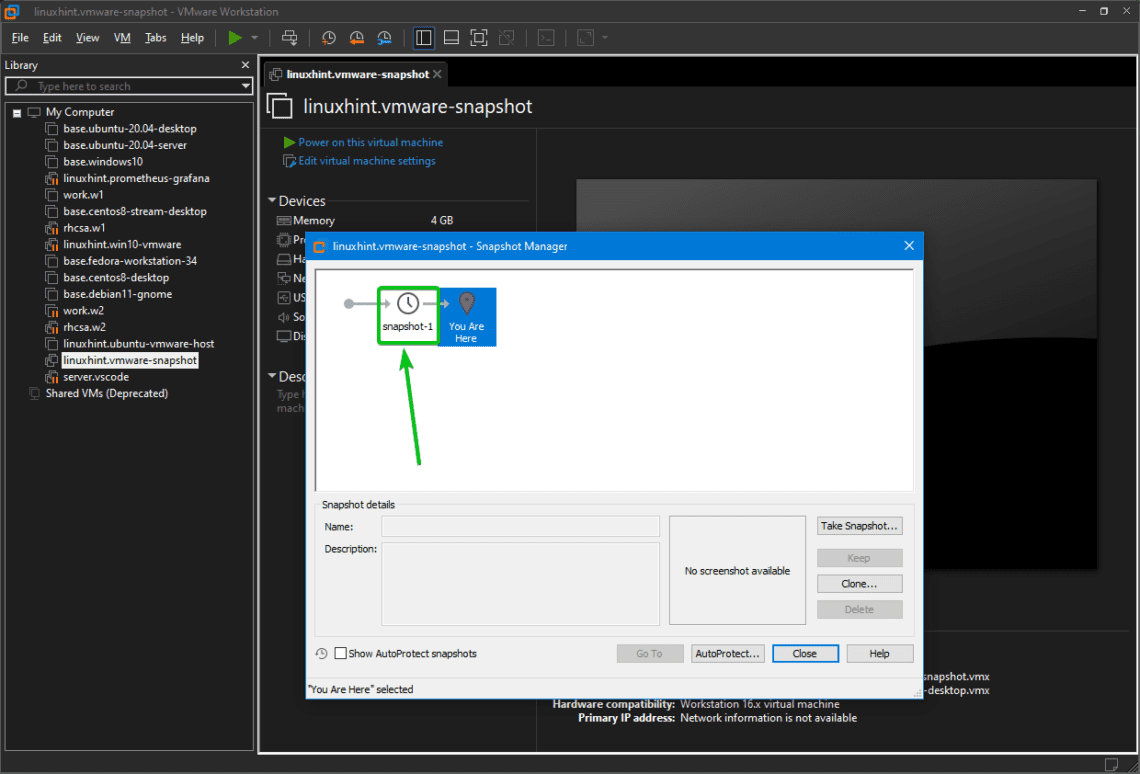 How to Take Snapshots of Virtual Machines in VMware Workstation Pro 16
