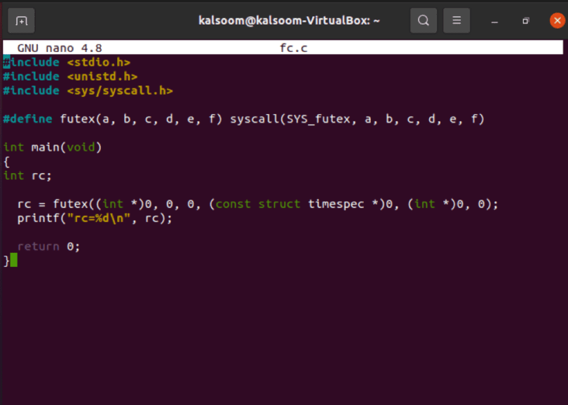 Futex system call in C