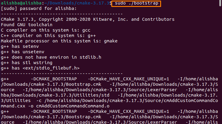 cmake install from terminal ubuntu