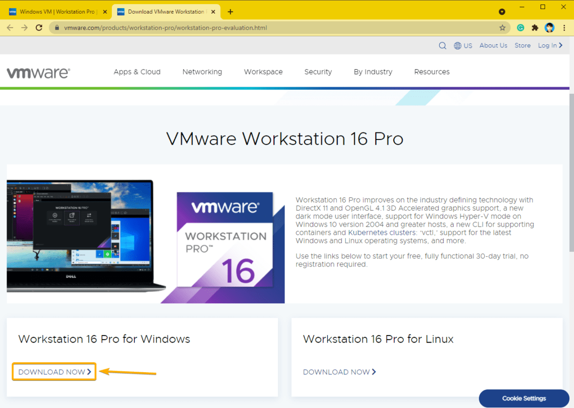 vmware workstation pro 16 download for windows