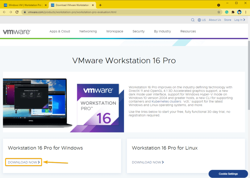 vmware workstation 16 trial download