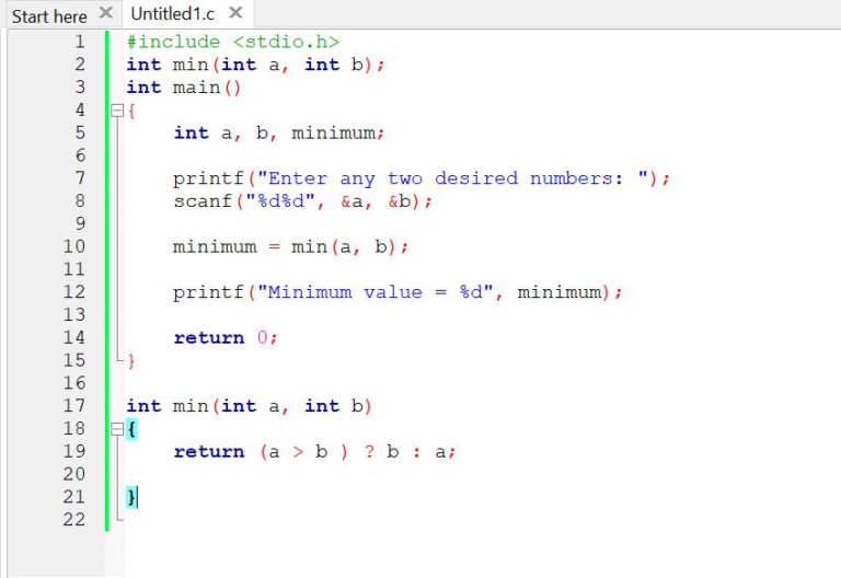 min function in C