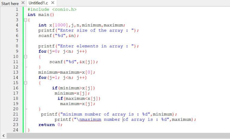 min function in C