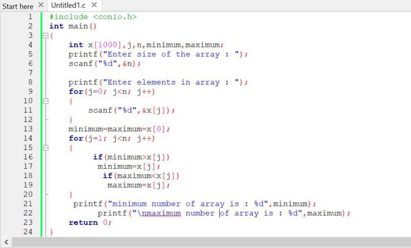 min function in C