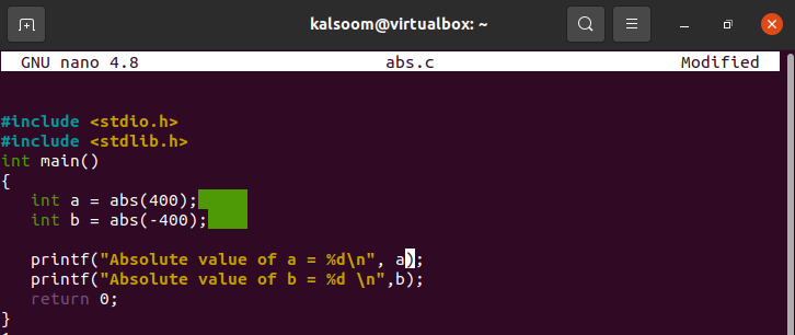 Abs Function In C