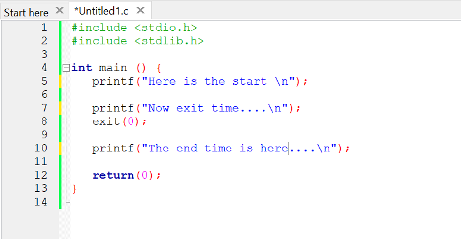 Exit Function in C