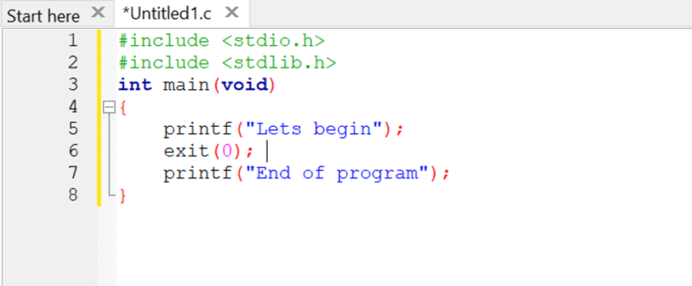 Exit Function in C