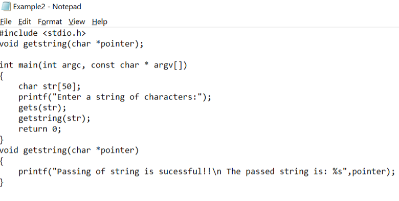 Passing a String to a Function in C