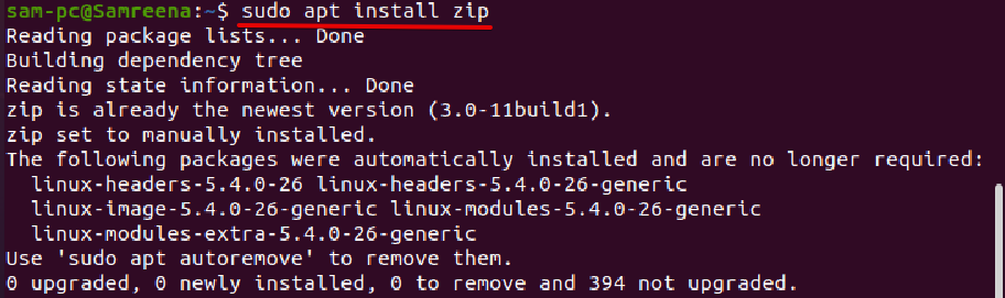 Ubuntu deals zip folder