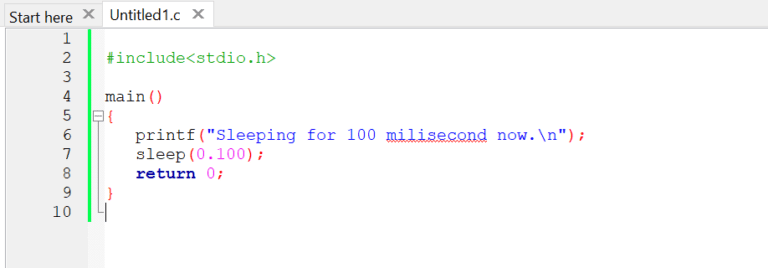 Sleep function in C