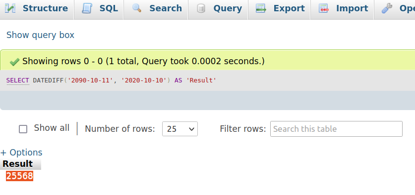  MySQL dateiff 