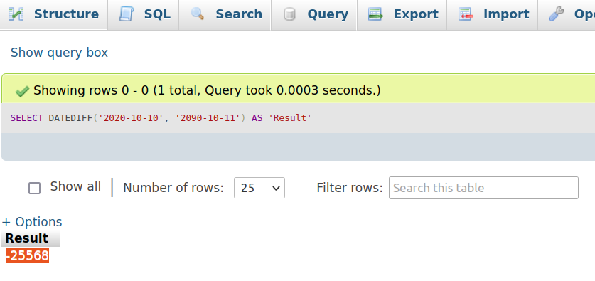  MySQL dateiff 