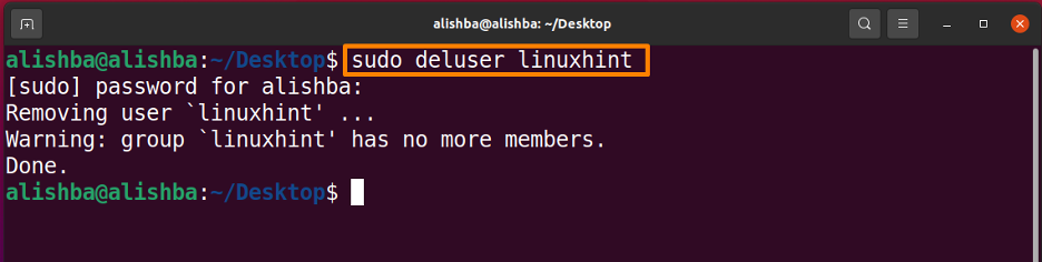 how to delete user on ubuntu