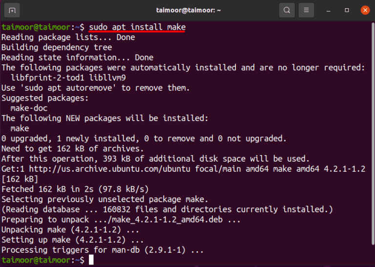 How to install make on Ubuntu