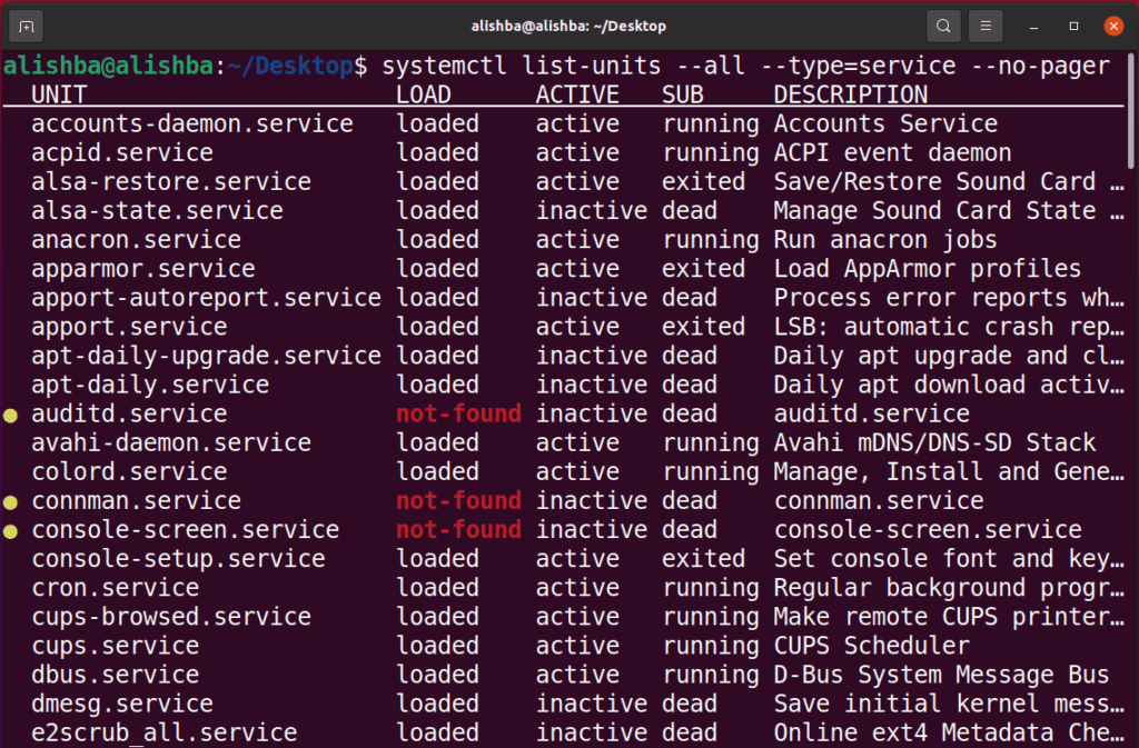 How to list services in ubuntu