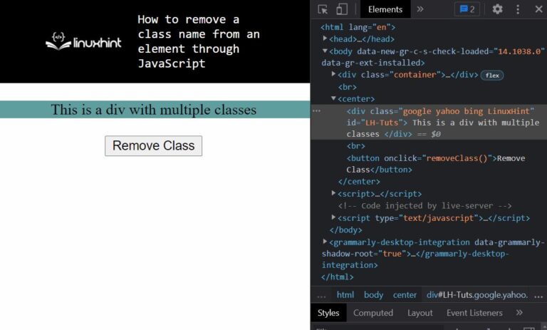 How To Remove Class Element In Javascript