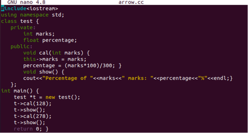 arrow assignment operator in c