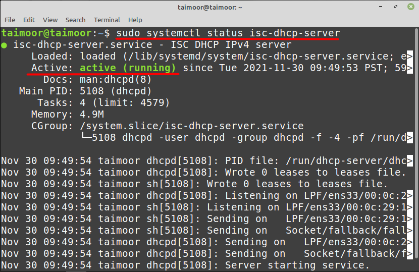 to configure DHCP server on Linux Mint