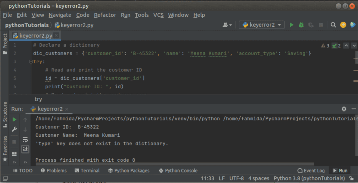 Python KeyError Exception