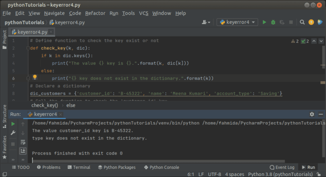 Python KeyError Exception