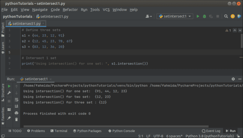 Python set intersection