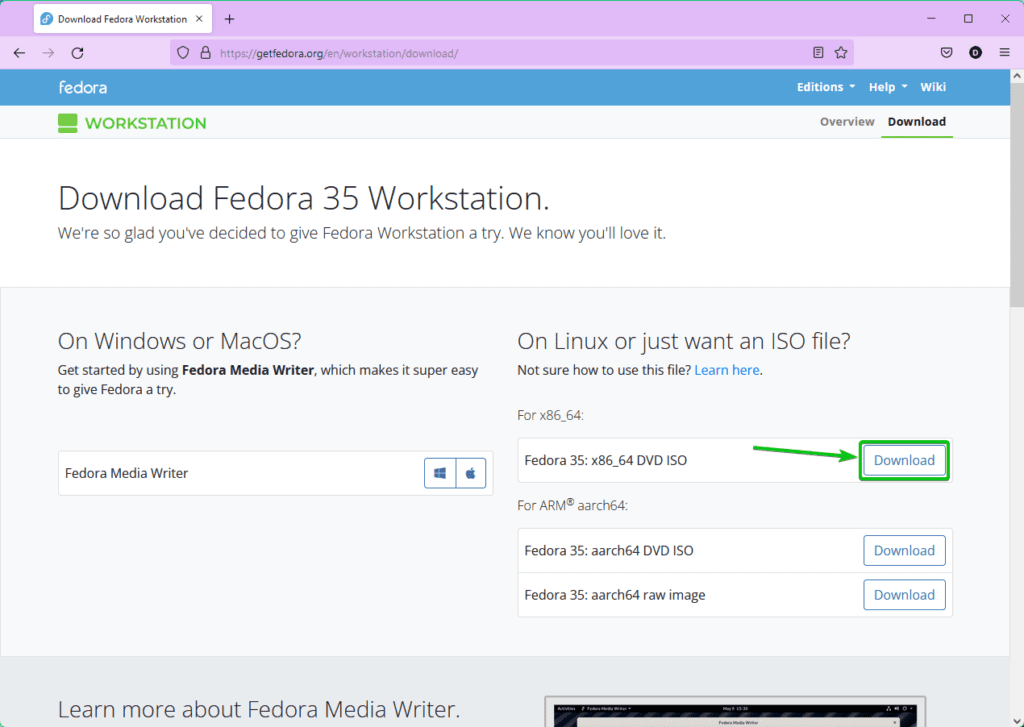 How to Install Fedora Workstation 35 from USB