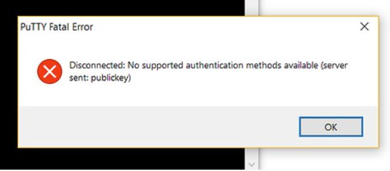 Fix Error No Supported Authentication Methods Available