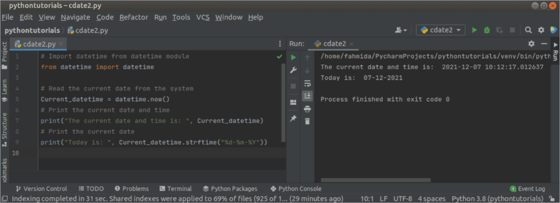 Get current date. Datetime Python. Setdefault Python.