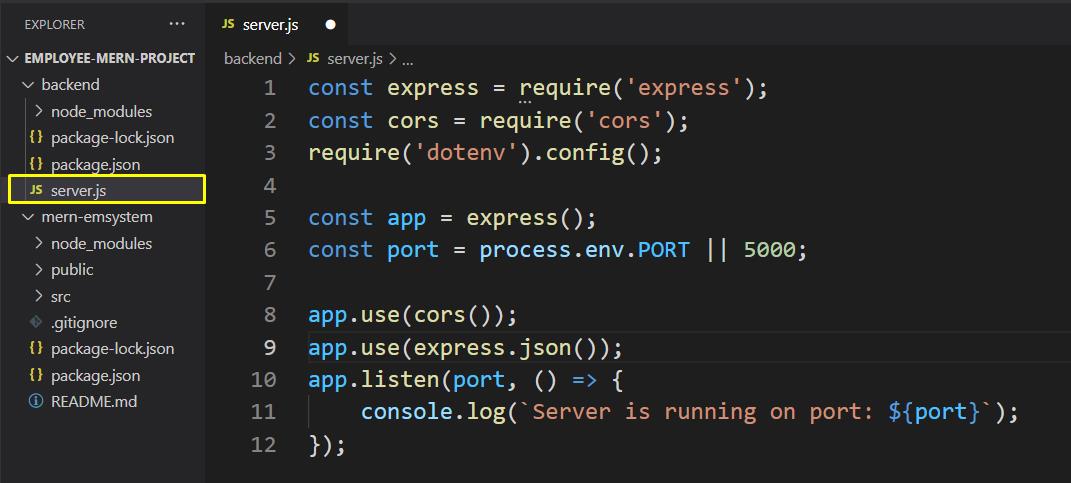 How to set up the Node server in MERN Stack development