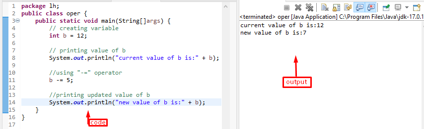 insert assignment operator expression java