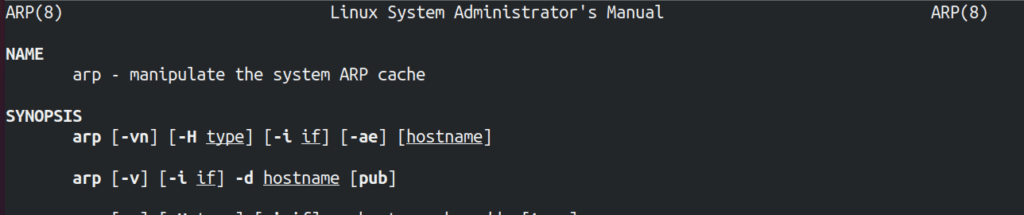 What is the arp command in Linux